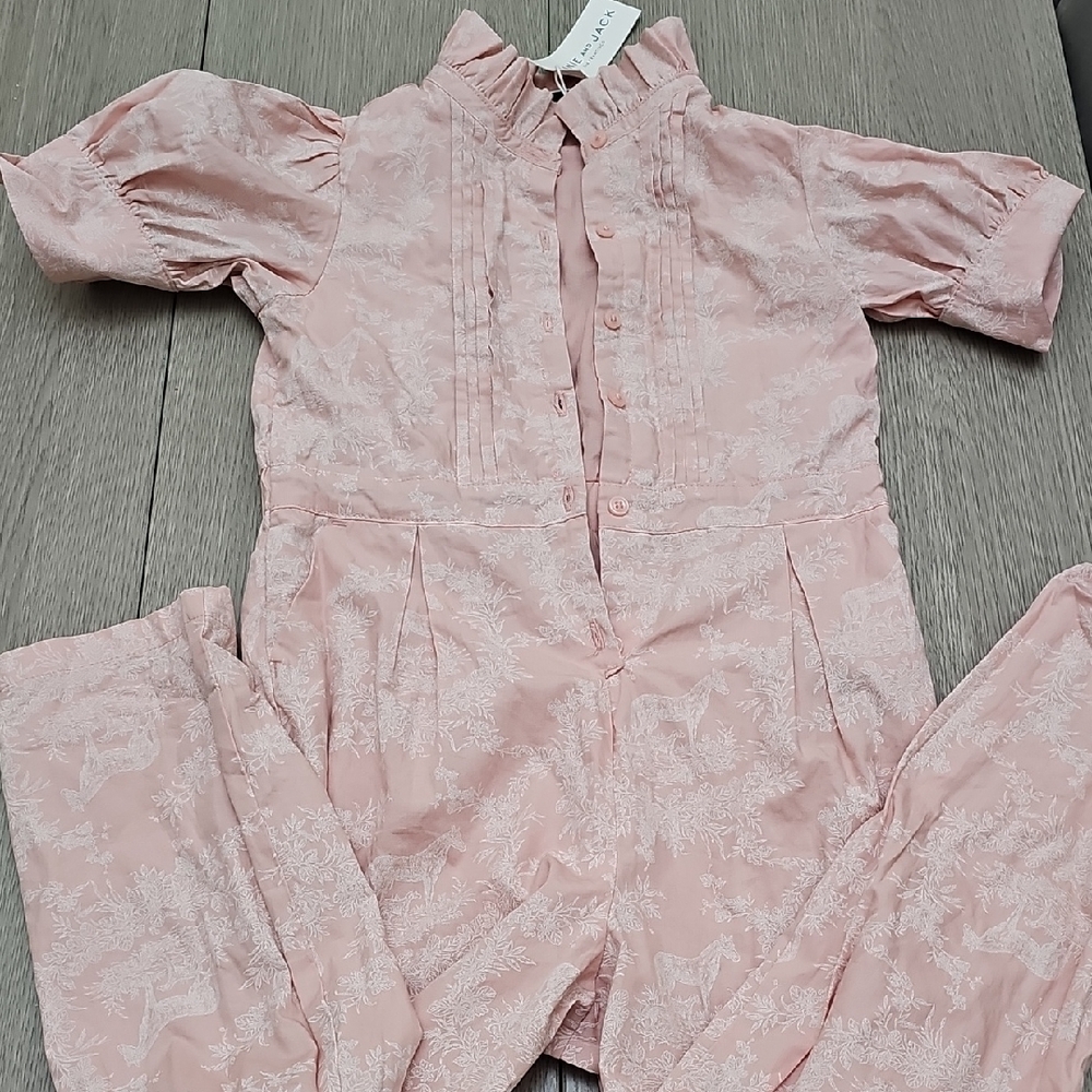 Janie and Jack Blush Floral Jumpsuit